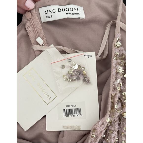 Mac Duggal Porcelain Gold Embellished One-Shoulder Evening Gown Size 6 $598 - Picture 11 of 11